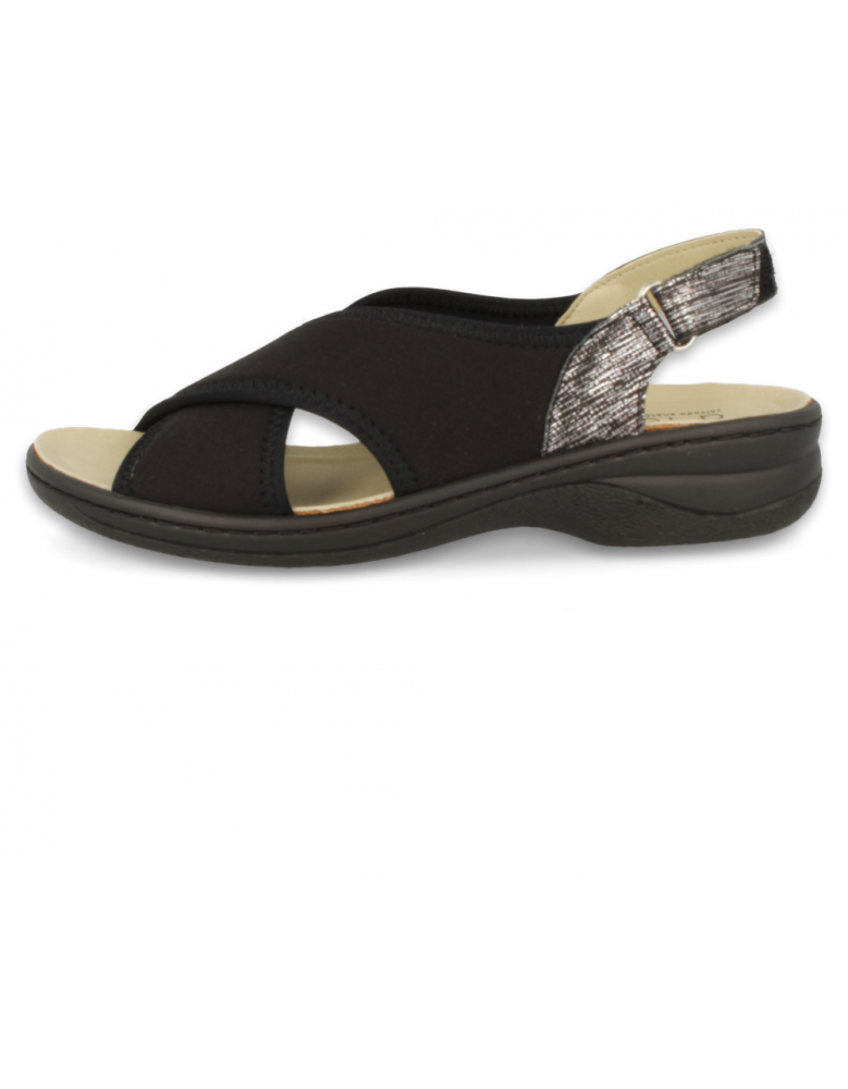 SANDALIAS CÓMODAS SEÑORA, FLORA 01 NEGRO
