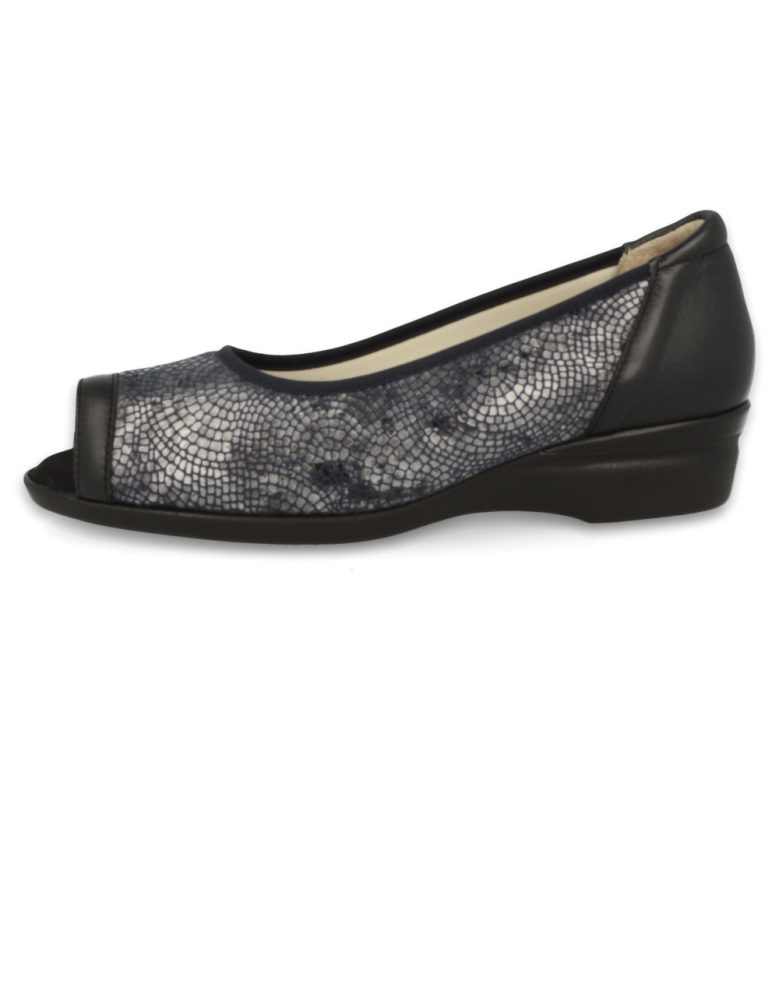 ZAPATOS SEÑORA DE LICRA PARA PIES EXTRA ANCHOS, ELVIRA F3 AZUL