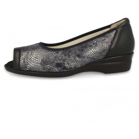 ZAPATOS SEÑORA DE LICRA PARA PIES EXTRA ANCHOS, ELVIRA F3 AZUL