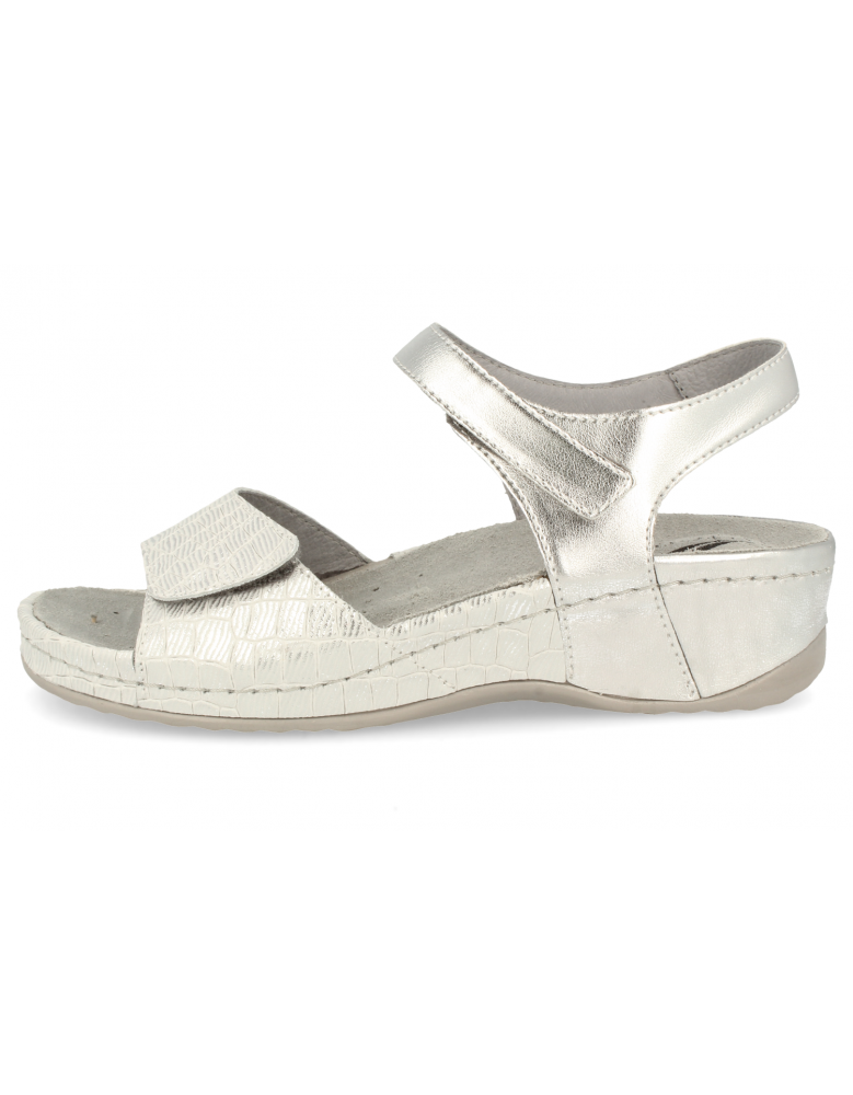 SANDALIAS CÓMODAS SEÑORA, CRUZ 06 PLATA