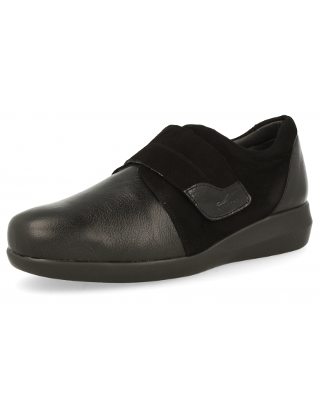 ZAPATO SEÑORA PIES ANCHOS, LINA VELCRO NEGRO