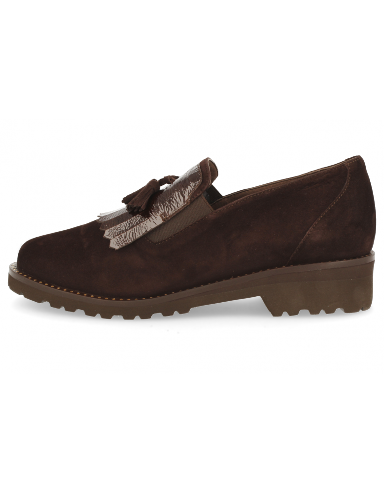MOCASÍN SEÑORA CÓMODO PARA PIES DELICADOS, ANCHO ESPECIAL, ELSA MARRÓN