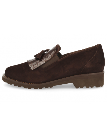 MOCASÍN SEÑORA CÓMODO PARA PIES DELICADOS, ANCHO ESPECIAL, ELSA MARRÓN