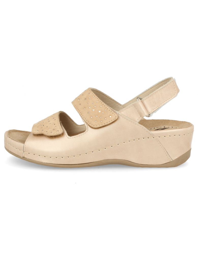 SANDALIA CÓMODA DE SEÑORA, ELENA 09 BEIGE