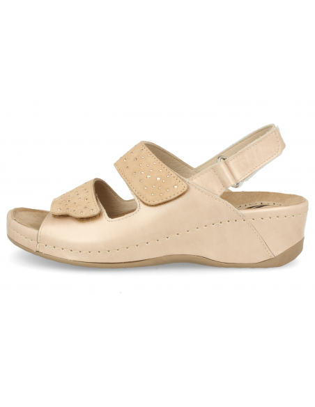 SANDALIA CÓMODA DE SEÑORA, ELENA 09 BEIGE
