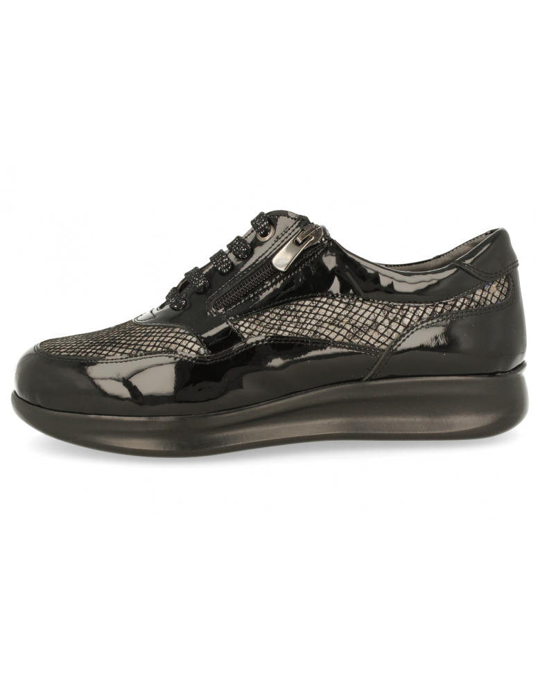 ZAPATO SEÑORA MUY CÓMODO, CON SUELA DE AMORTIGUACIÓN, BIBIANA 21 NEGRO PLATA