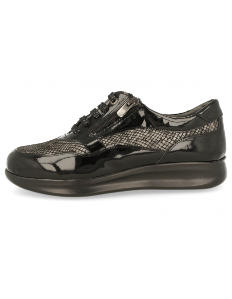 ZAPATO SEÑORA MUY CÓMODO, CON SUELA DE AMORTIGUACIÓN, BIBIANA 21 NEGRO PLATA