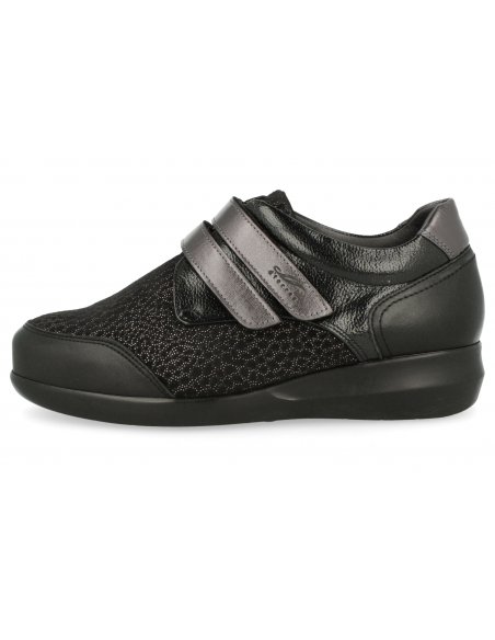 ZAPATO SEÑORA PIES DIABETICOS, GINA 21 NEGRO-PLATA