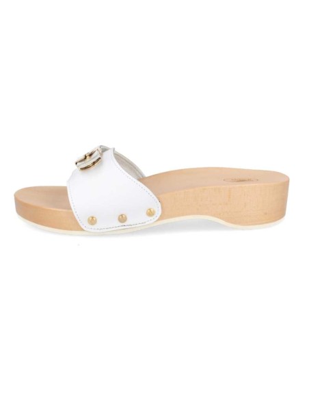 COMFORTABLE WOODEN HEELED SANDAL, WOODEN WHITE.