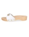 SANDALIA CÓMODA TACÓN MADERA, WOODEN BLANCO