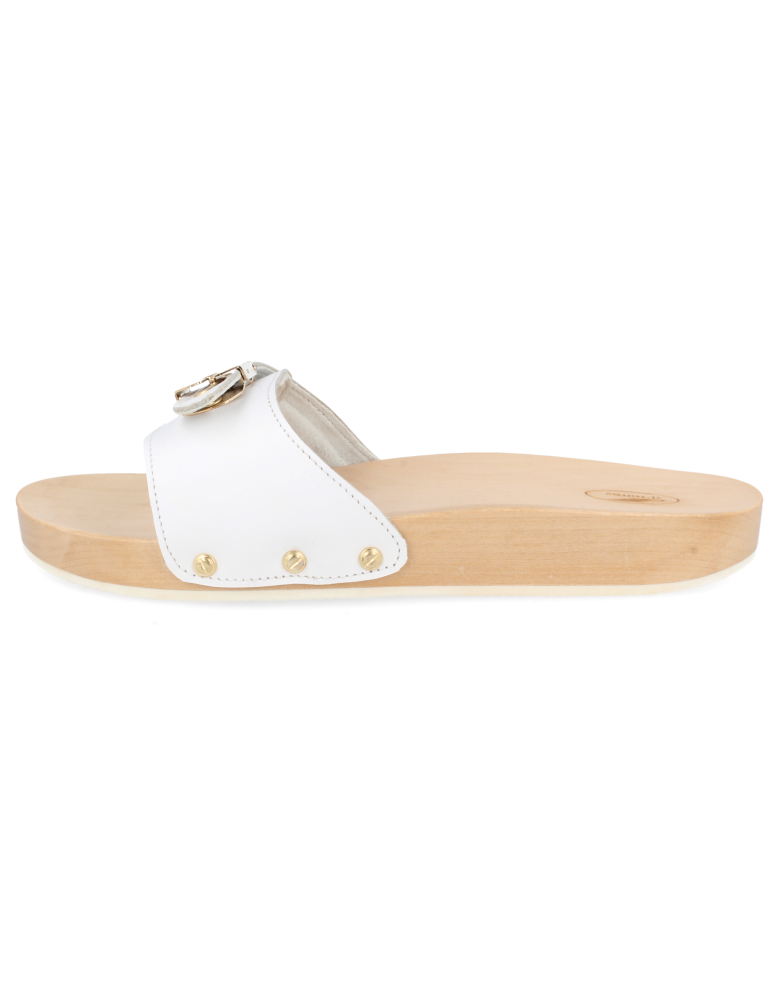SANDALIA CÓMODA PLANA MADERA, WOODEN BLANCO
