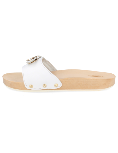 SANDALIA CÓMODA PLANA MADERA, WOODEN BLANCO