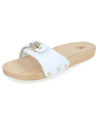 SANDALIA CÓMODA PLANA MADERA, WOODEN BLANCO