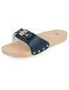 SANDALIA CÓMODA PLANA MADERA, WOODEN MARINO
