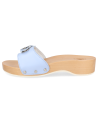SANDALIA CÓMODA TACÓN MADERA, WOODEN CELESTE