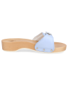 SANDALIA CÓMODA TACÓN MADERA, WOODEN CELESTE