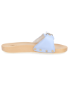 SANDALIA CÓMODA PLANA MADERA, WOODEN CELESTE