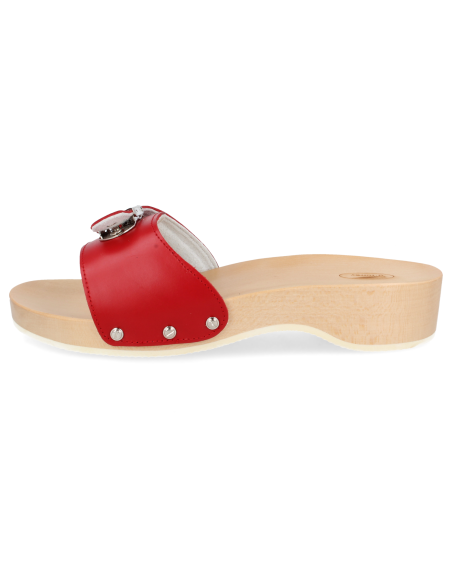 SANDALIA CÓMODA TACÓN MADERA, WOODEN ROJO