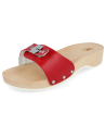 SANDALIA CÓMODA TACÓN MADERA, WOODEN ROJO