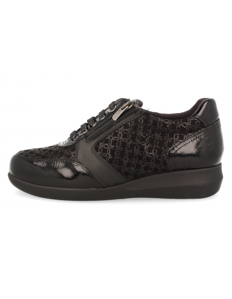 ZAPATO SEÑORA HORMA EXTRA ANCHA PARA PIES DELICADOS, IRMA 2023 NEGRO CADENAS