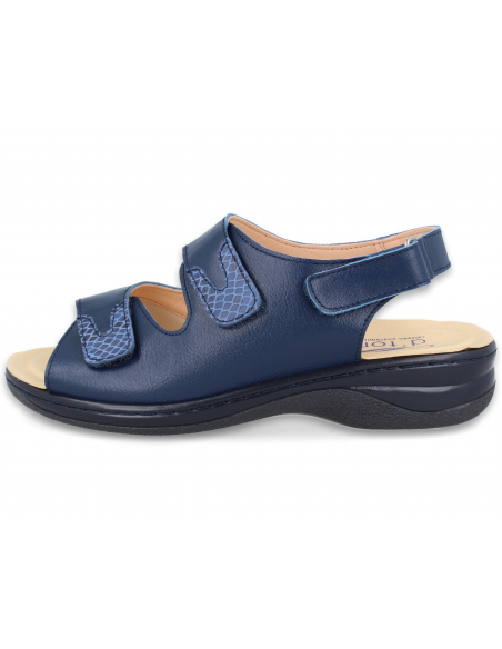 Frida Navy Blue, wide and comfortable sandal, designed for feet with bunions.