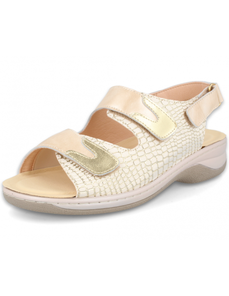 Frida Beige, wide and comfortable sandal, designed for feet with bunions.