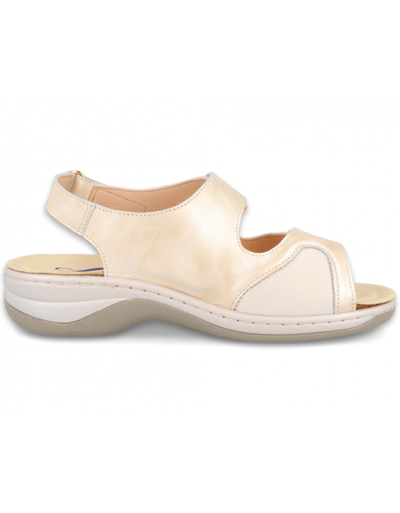 Frida Beige, wide and comfortable sandal,...