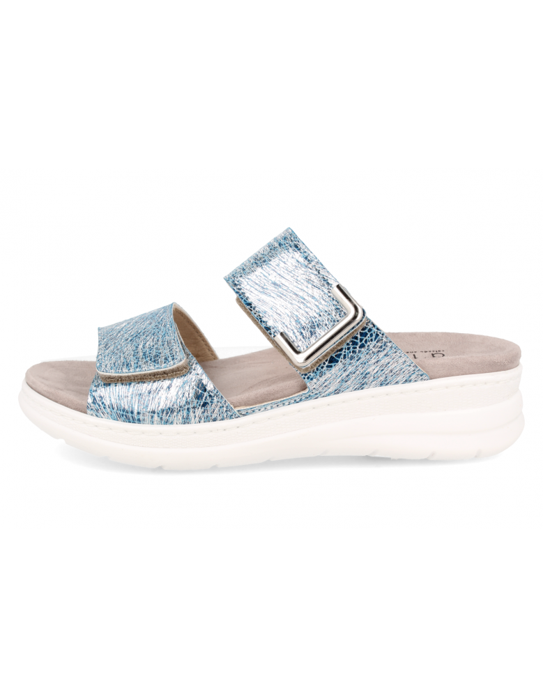 SANDALIA PARA PIES DELICADOS Y ANCHOS, ADEJE AZUL PLATA
