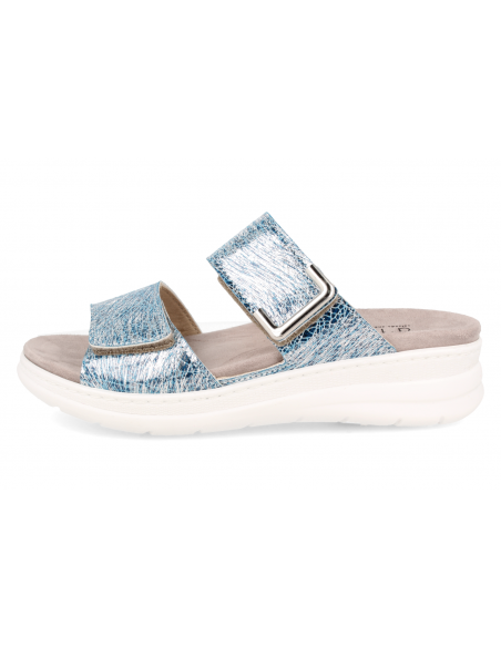 SANDALIA PARA PIES DELICADOS Y ANCHOS, ADEJE AZUL PLATA