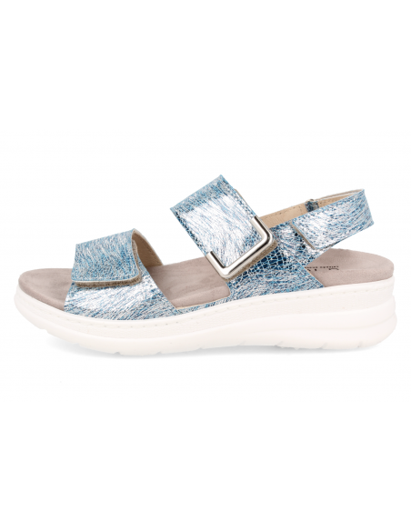 SANDALIA PARA PIES DELICADOS Y ANCHOS, ADEJE SANDAL AZUL PLATA