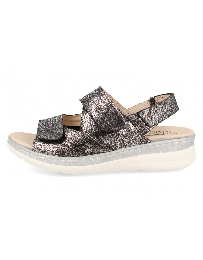 SANDALIA PARA PIES CON JUANETES, MALENA SANDAL NEGRO PLATA