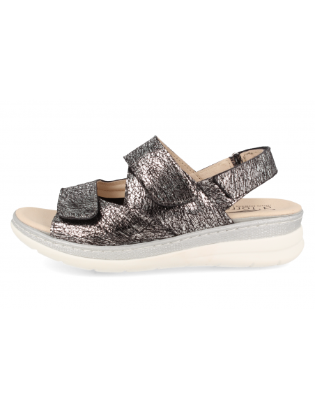 SANDALIA PARA PIES CON JUANETES, MALENA SANDAL NEGRO PLATA