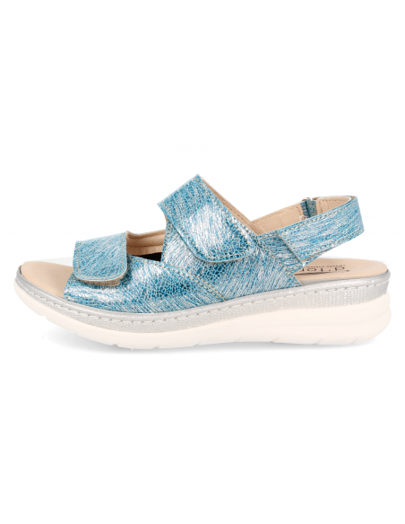 SANDALIA PARA PIES CON JUANETES, MALENA SANDAL AZUL PLATA
