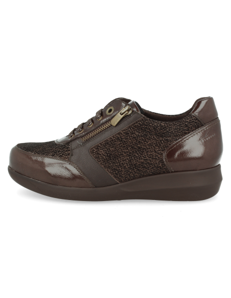 ZAPATO ORTOPÉDICO DE SEÑORA D'TORRES PARA PIES DELICADOS Y HORMAS ANCHAS, IRMA 24 02 MARRÓN, HORMA EXTRA-ANCHA.
