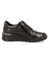 ZAPATO SEÑORA D&#39;TORRES CON AJUSTE FACIL, SEUL NEGRO CHAROL, HORMA ANCHA PARA PIES DELICADOS.