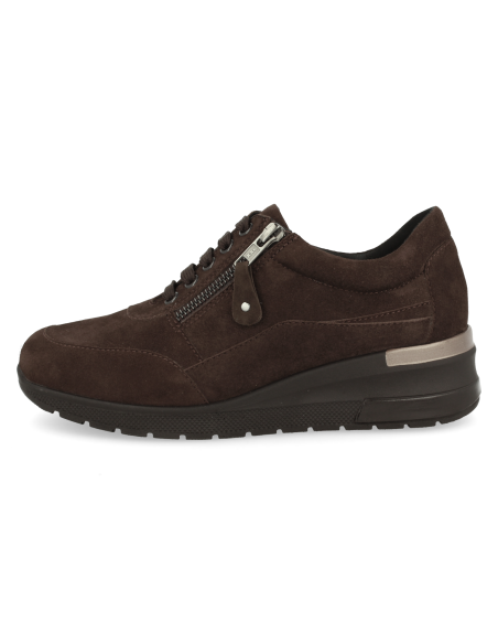 ZAPATO CÓMODO DE SEÑORA PARA PIES DELICADOS, D'TORRES TOSCANA MARRÓN SERRAJE, HORMA ANCHA PARA PIES DELICADOS.