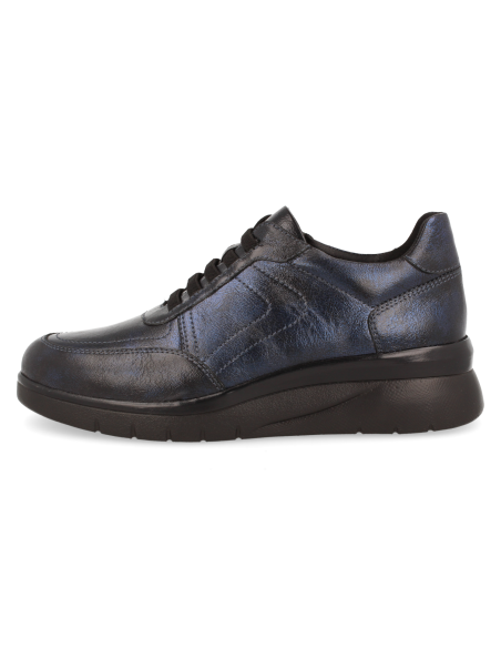 ZAPATO CÓMODO DE SEÑORA PARA PIES DELICADOS, D'TORRES RONDA MARINO METAL, HORMA ANCHA PARA PIES DELICADOS.