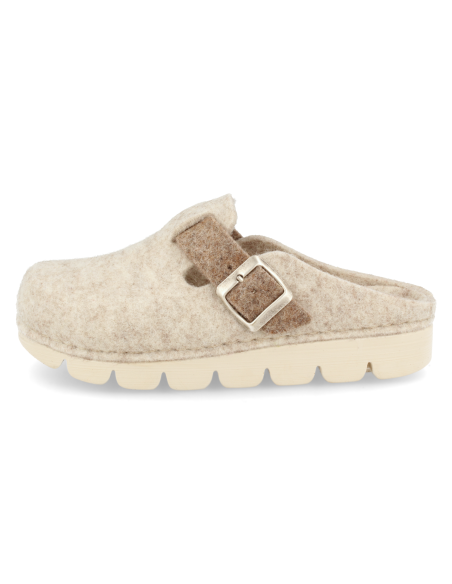 ZAPATILLAS ANATÓMICAS SEÑORA D'TORRES AINA BEIGE, DE FIELTRO CÁLIDO AISLANTE DEL FRÍO.