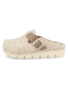 ZAPATILLAS ANATÓMICAS SEÑORA D&#39;TORRES AINA BEIGE, DE FIELTRO CÁLIDO AISLANTE DEL FRÍO.