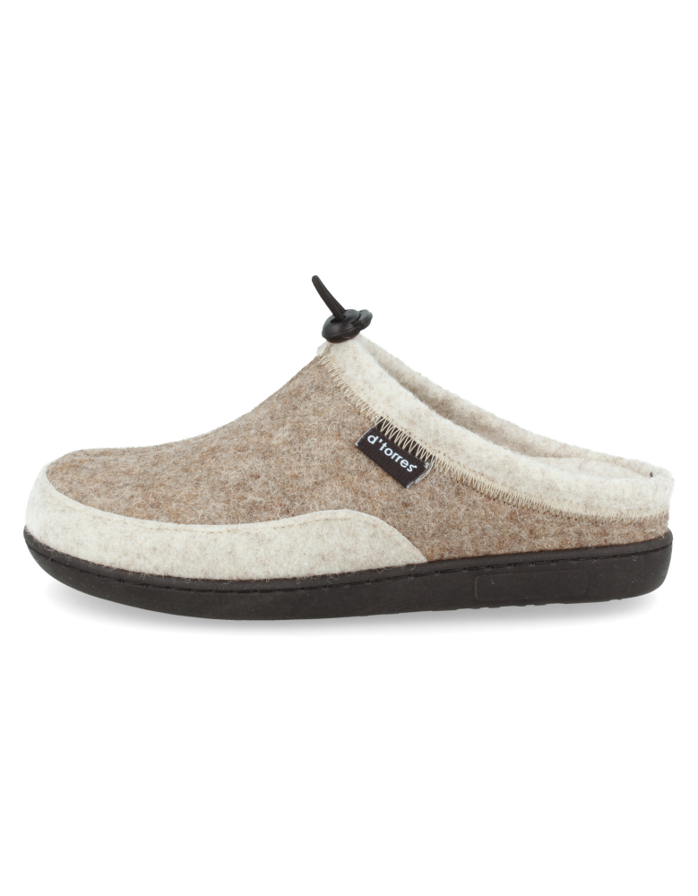ZAPATILLAS ANATÓMICAS SEÑORA D'TORRES JONE BEIGE, DE FIELTRO CÁLIDO AISLANTE DEL FRÍO.