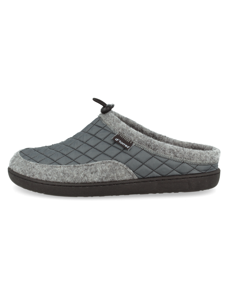 ZAPATILLAS ANATÓMICAS CABALLERO D'TORRES BRUNO GRIS, DE FIELTRO CÁLIDO AISLANTE DEL FRÍO.