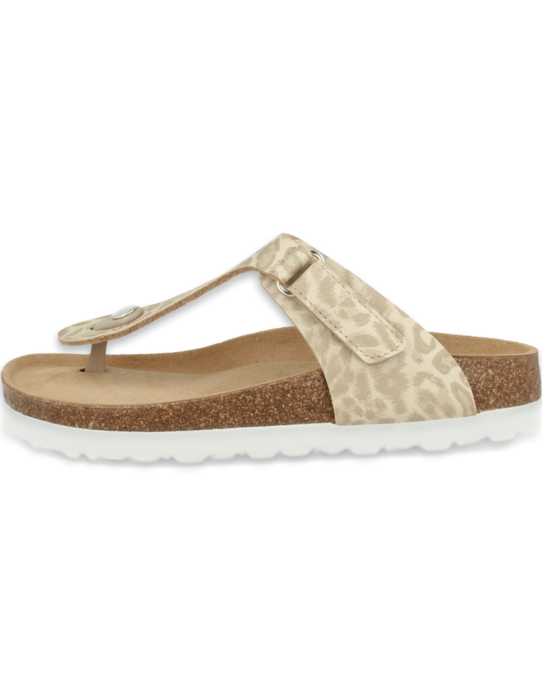 SANDALIA MODERNA TIPO BIOS, PLANTA ANATÓMICA ACOLCHADA, MOD. TABARKA FLIP-FLOP BEIGE - D'Torres