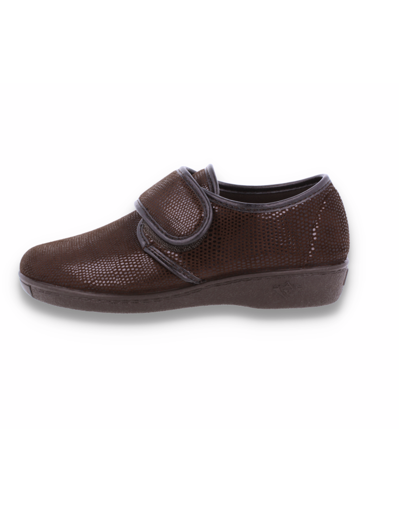 ZAPATILLA DE SEÑORA PARA PIES ANCHOS CON JUANETES, CLARA MARRÓN