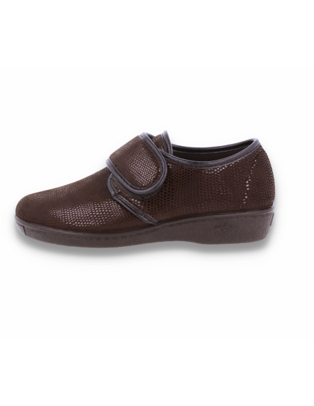 ZAPATILLA DE SEÑORA PARA PIES ANCHOS CON JUANETES, CLARA MARRÓN