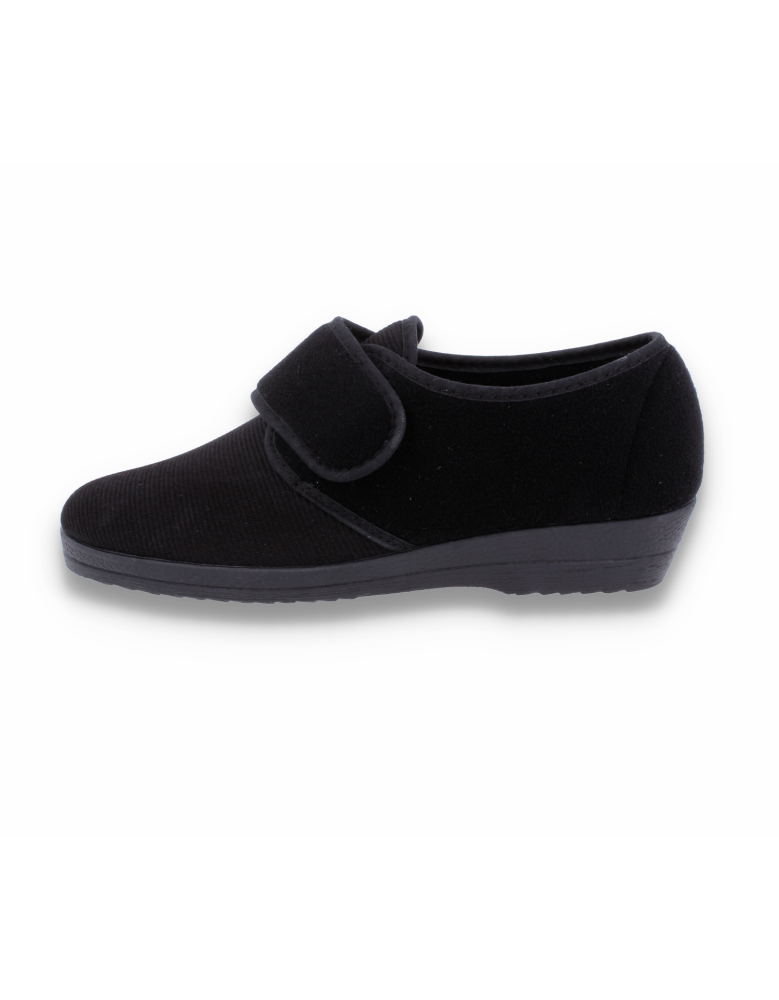 ZAPATILLA DE SEÑORA PARA PIES ANCHOS CON JUANETES, PILAR NEGRO