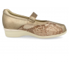 ZAPATOS ANCHO PARA PIES DELICADOS Y JUANETES, LIEJA 06 ORO BEIGE